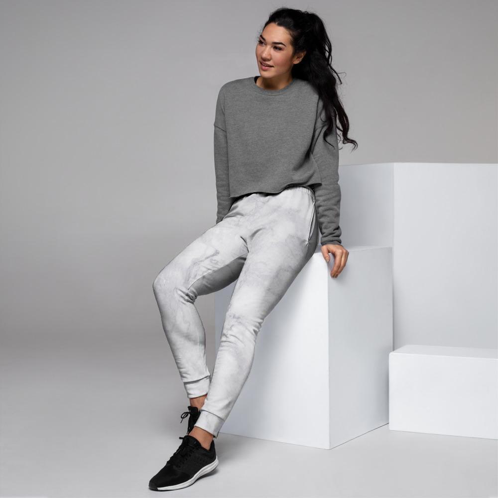 White Marble Women's Joggers-grizzshop