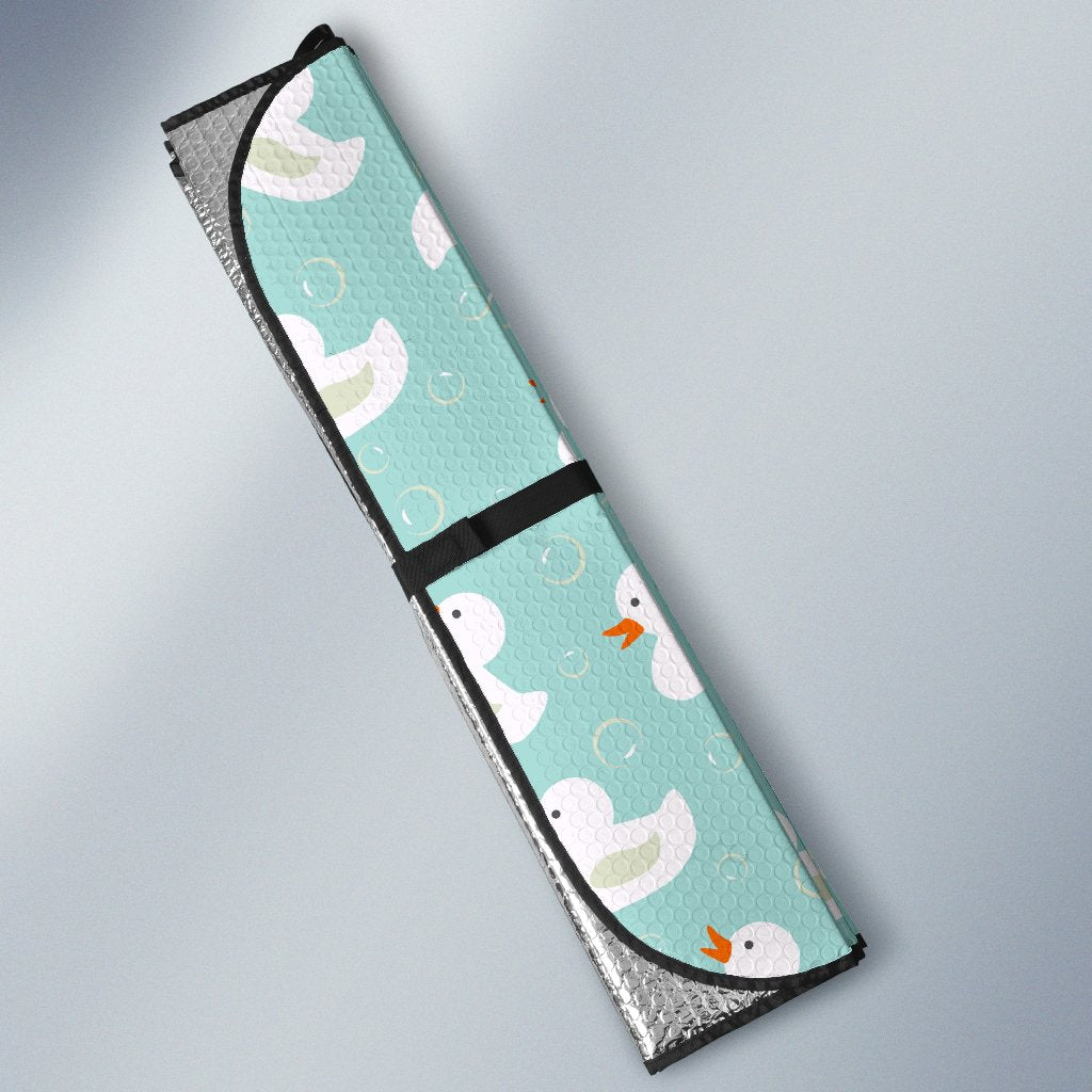 White Rubber Duck Pattern Print Car Sun Shade-grizzshop