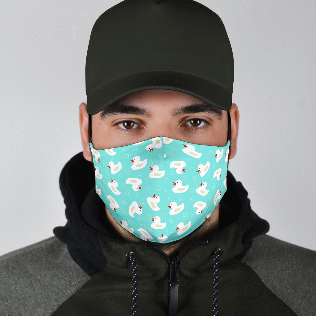 White Rubber Duck Pattern Print Face Mask-grizzshop