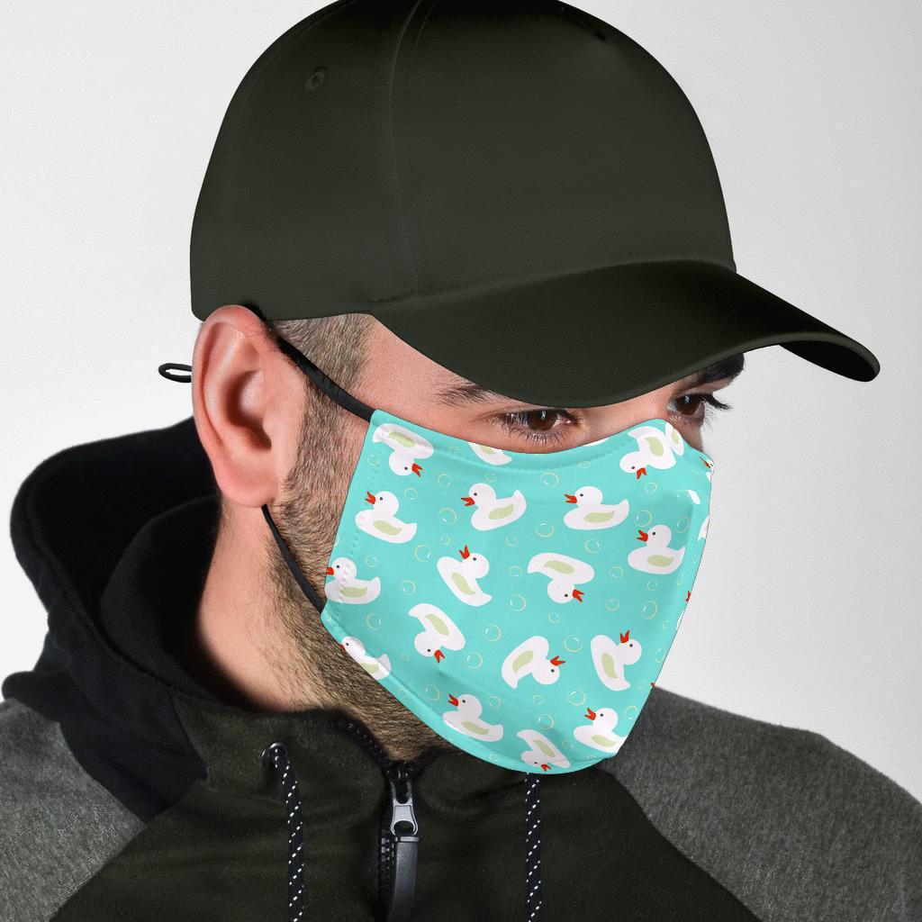 White Rubber Duck Pattern Print Face Mask-grizzshop