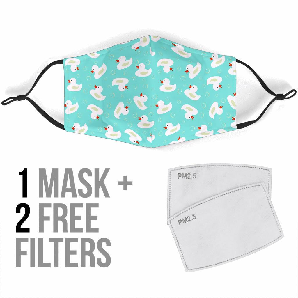 White Rubber Duck Pattern Print Face Mask-grizzshop
