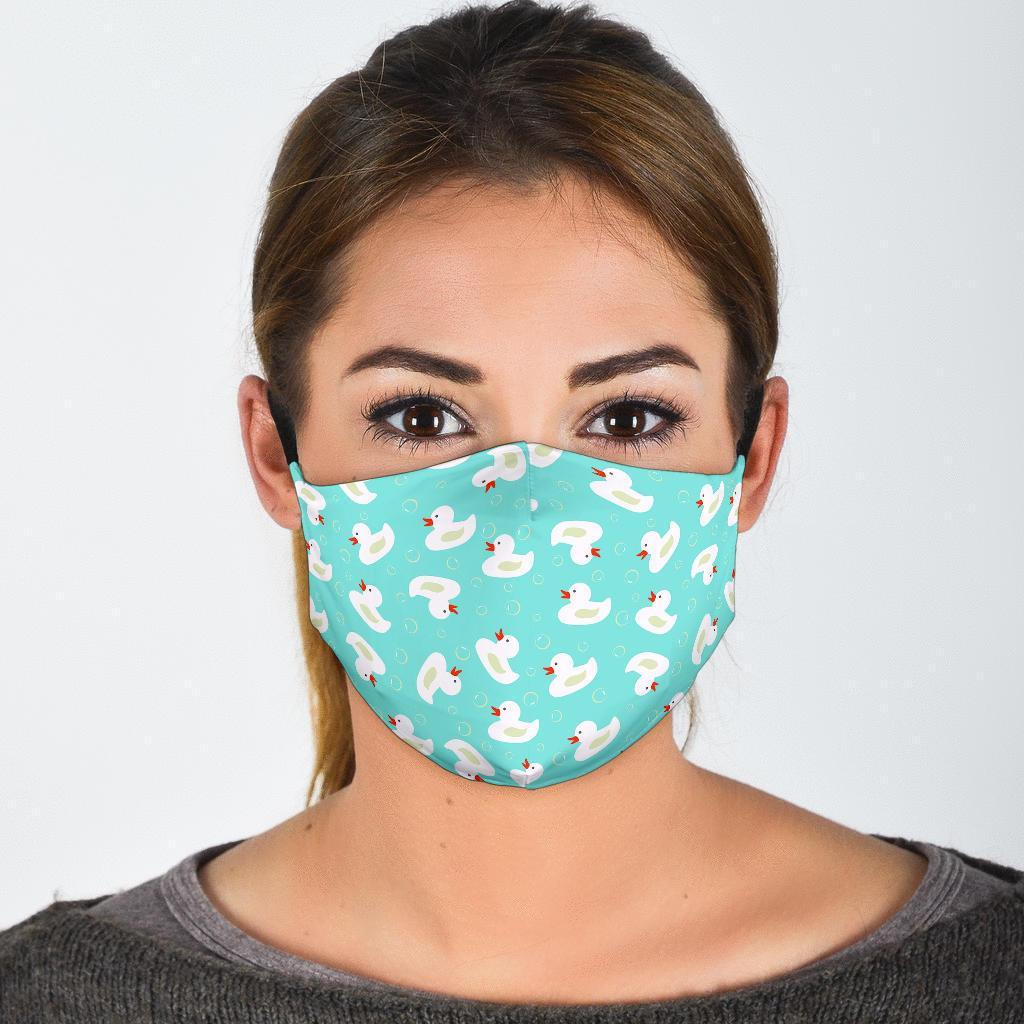 White Rubber Duck Pattern Print Face Mask-grizzshop