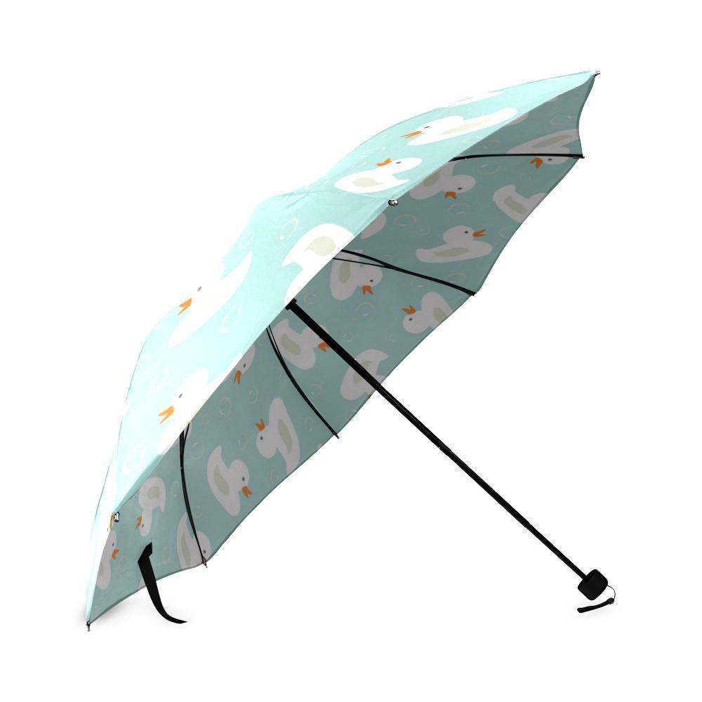 White Rubber Duck Pattern Print Foldable Umbrella-grizzshop