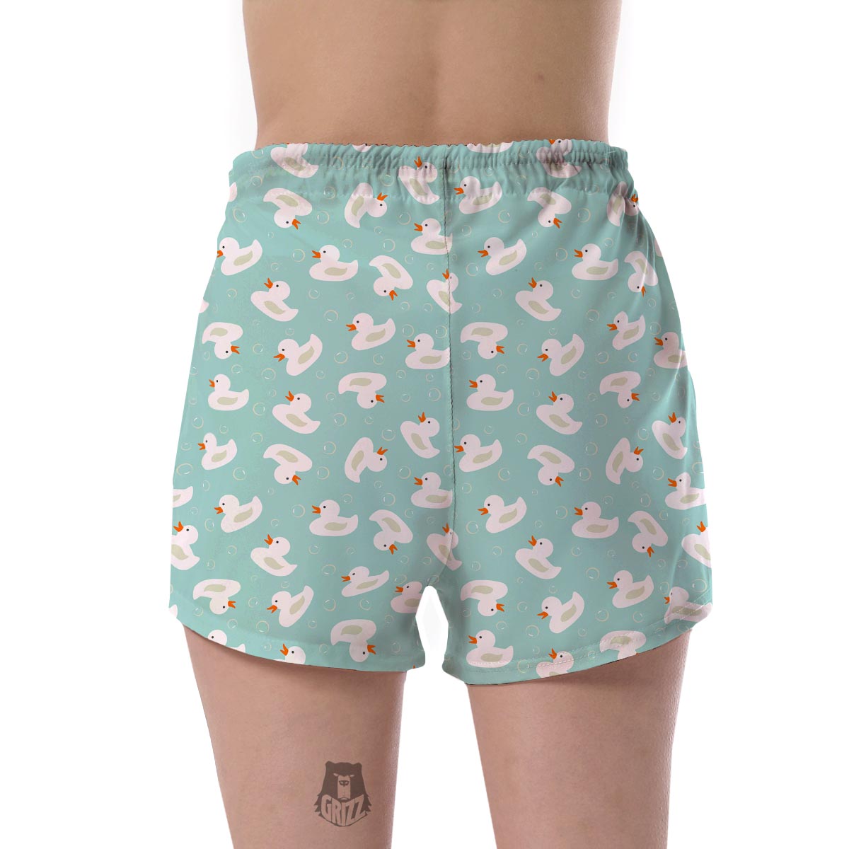 White Rubber Duck Pattern Print Women's Shorts-grizzshop