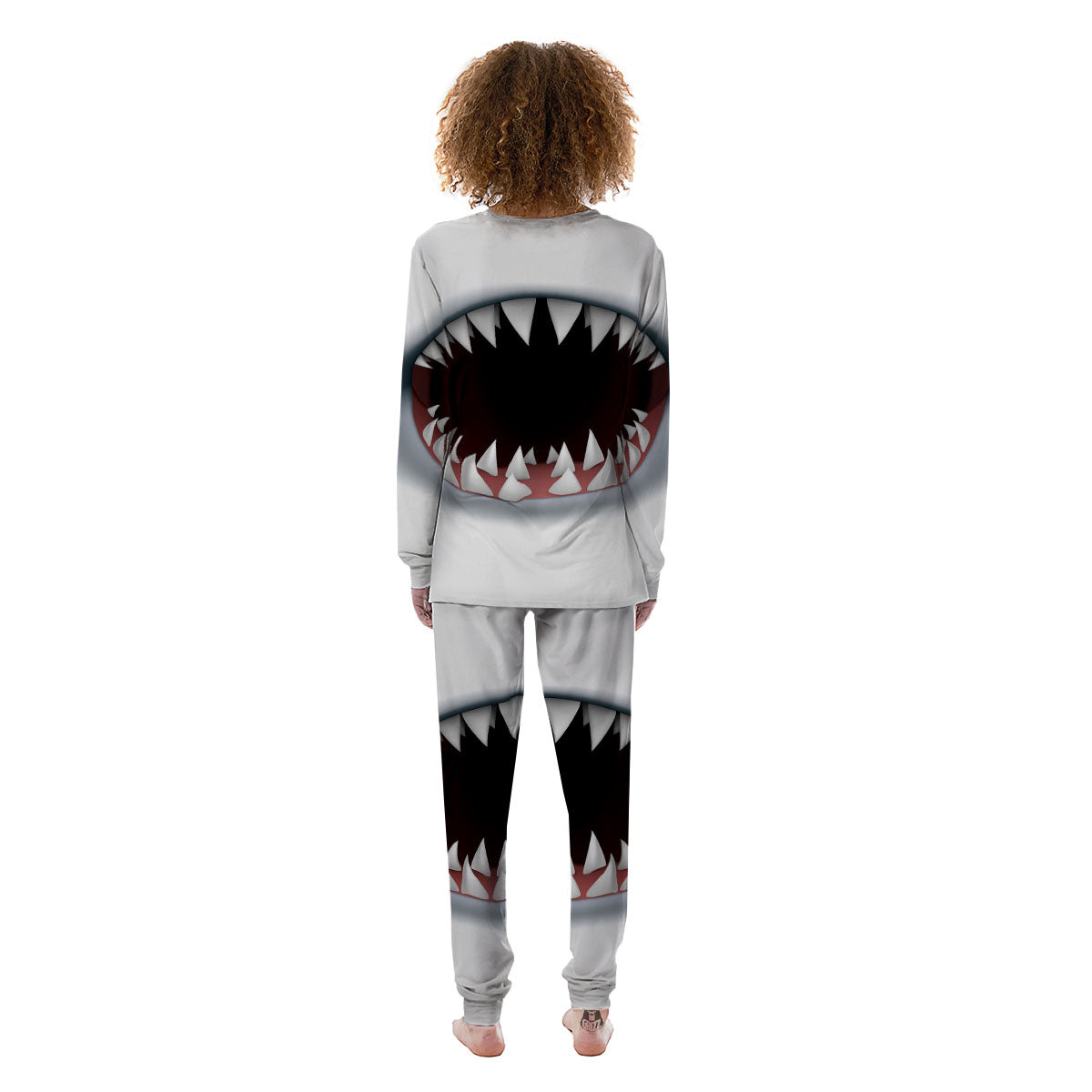 White Shark Open Mouth Print Women's Pajamas-grizzshop