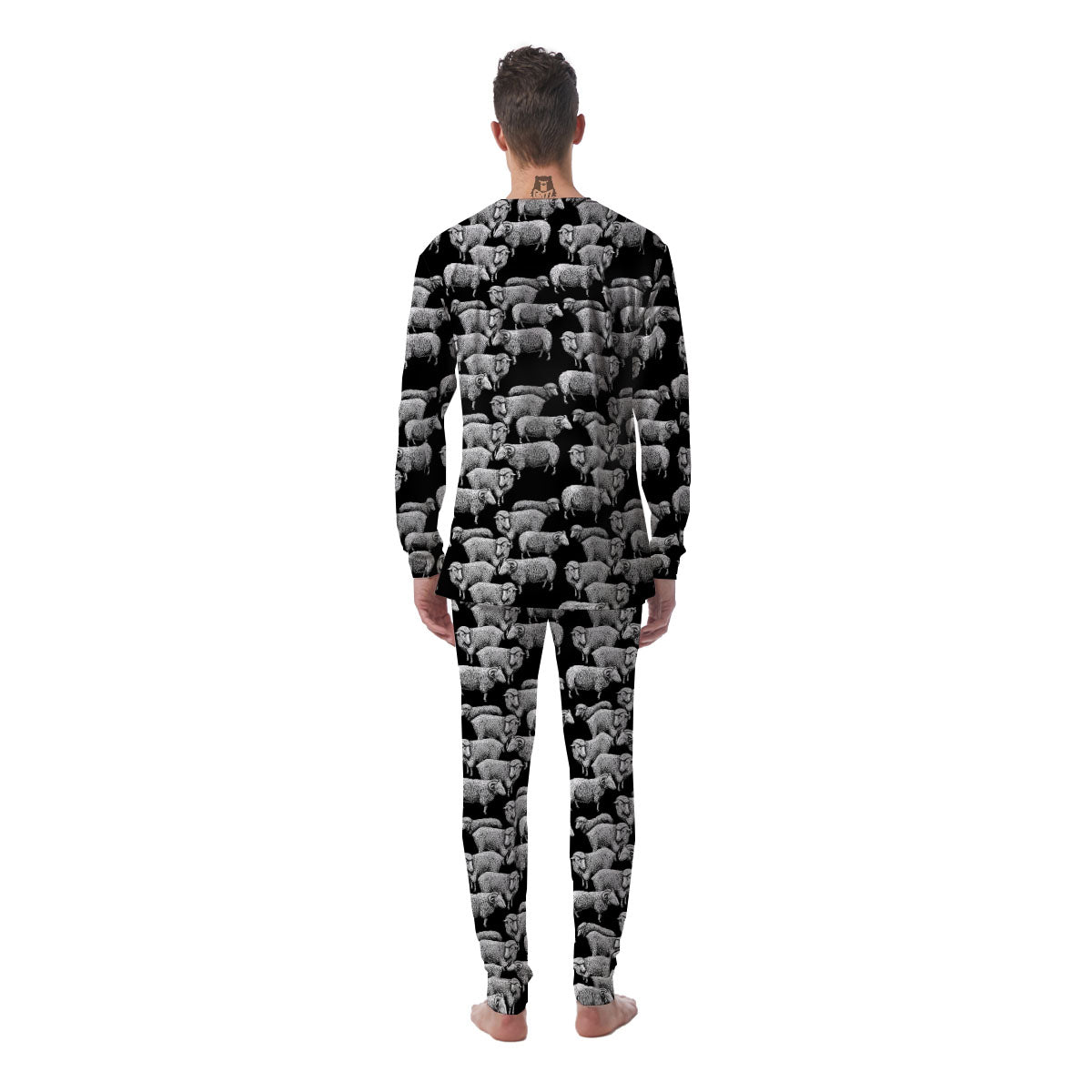 White Sheep And Black Print Pattern Men's Pajamas-grizzshop