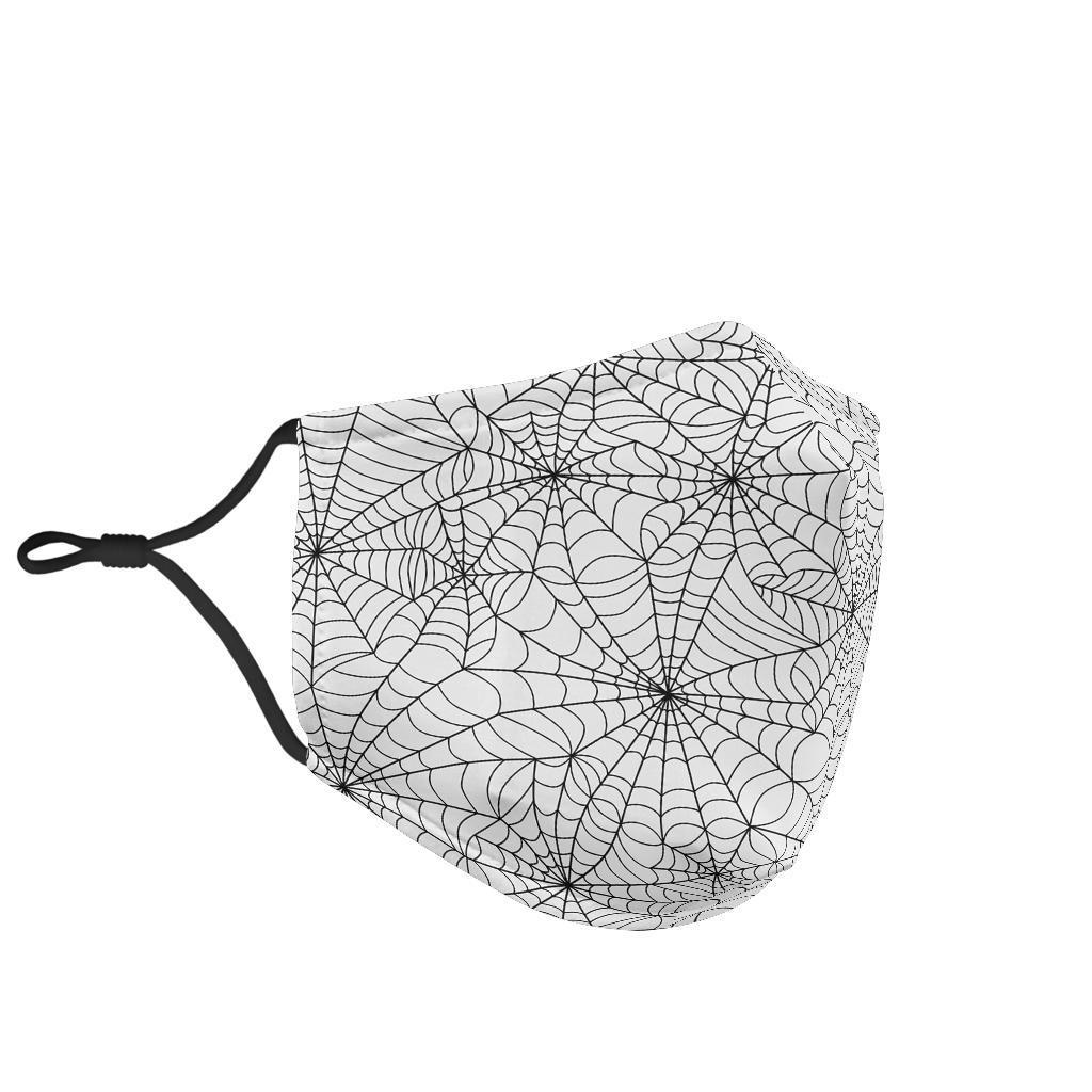 White Spider Web Pattern Print Face Mask-grizzshop