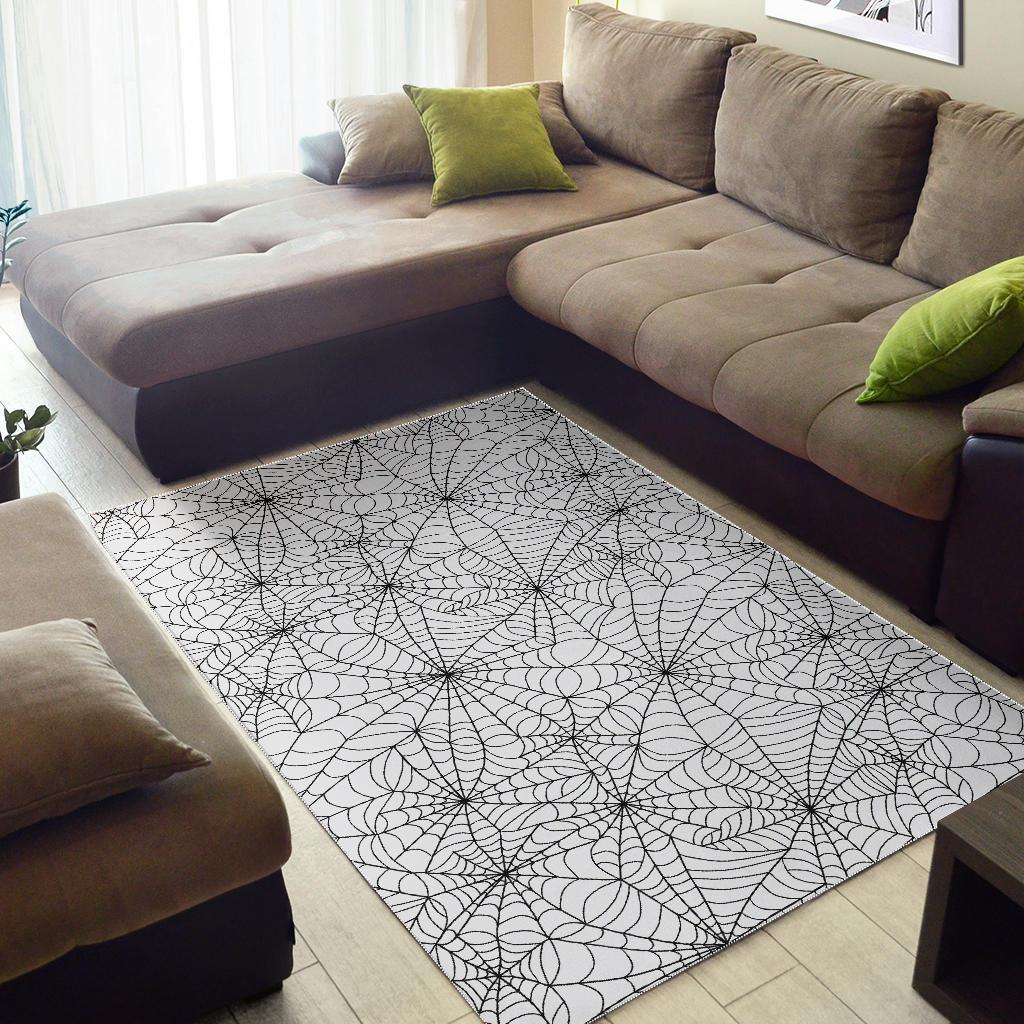White Spider Web Pattern Print Floor Mat-grizzshop