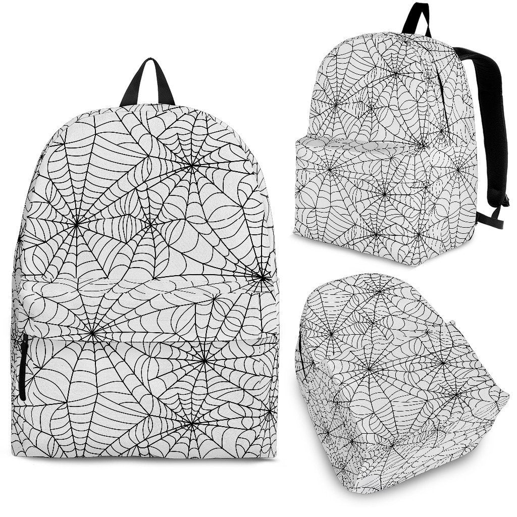 White Spider Web Pattern Print Premium Backpack-grizzshop