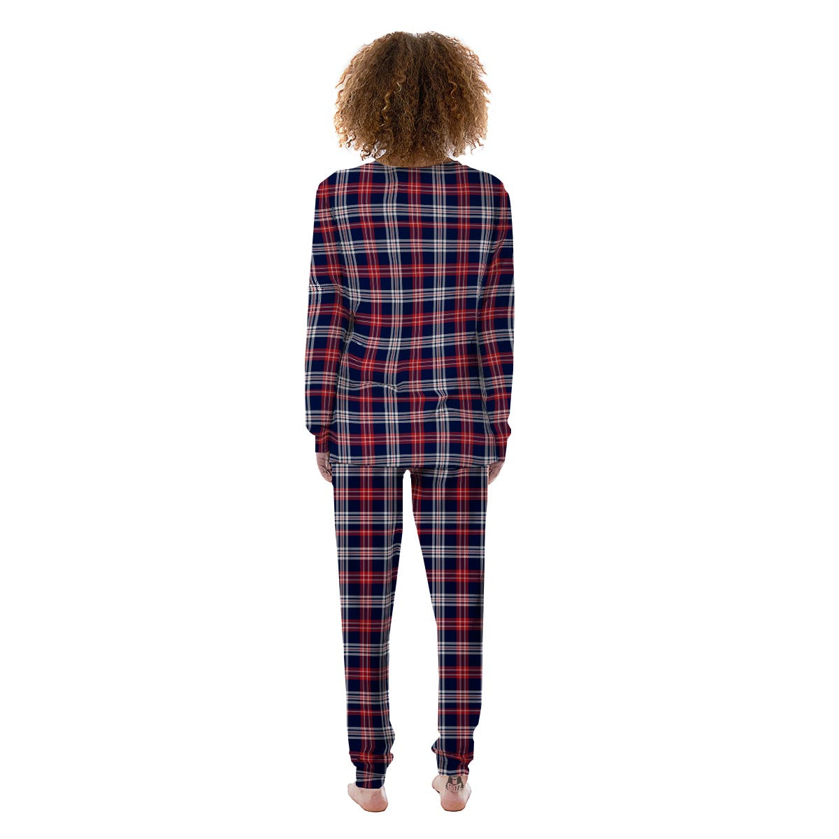 White Tartan And Blue Red Print Pattern Women's Pajamas-grizzshop