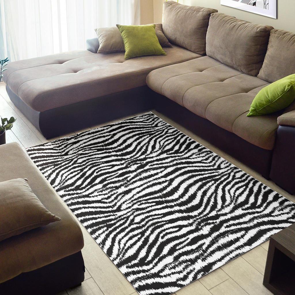 White Tiger Pattern Print Floor Mat-grizzshop
