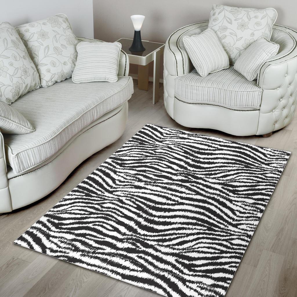 White Tiger Pattern Print Floor Mat-grizzshop