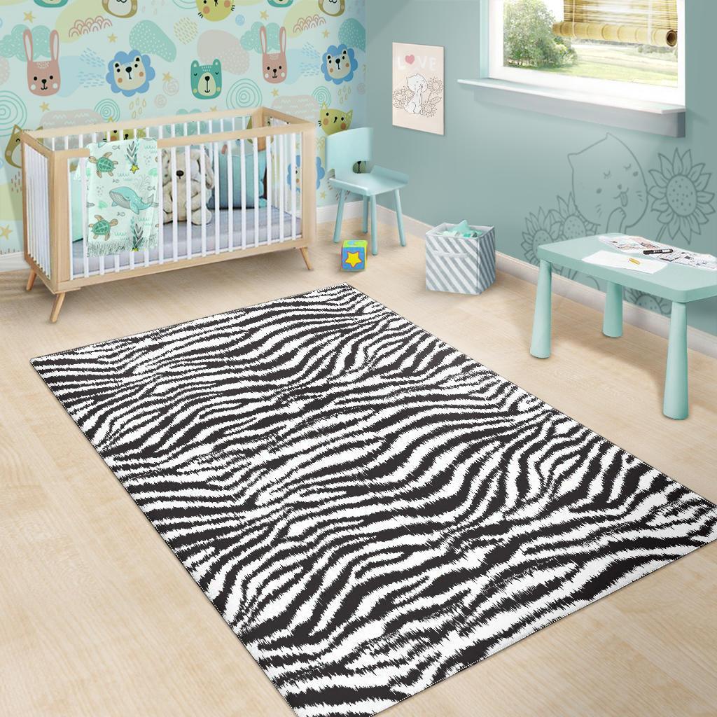 White Tiger Pattern Print Floor Mat-grizzshop