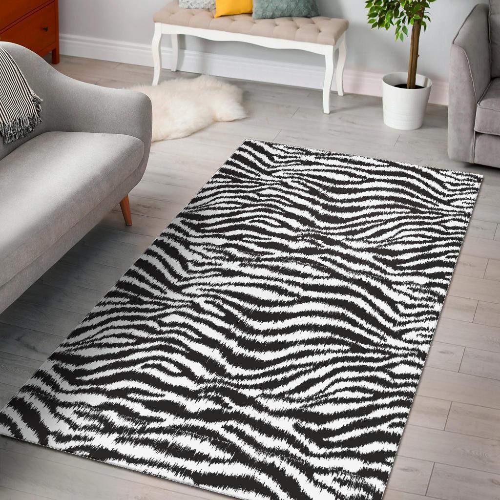 White Tiger Pattern Print Floor Mat-grizzshop