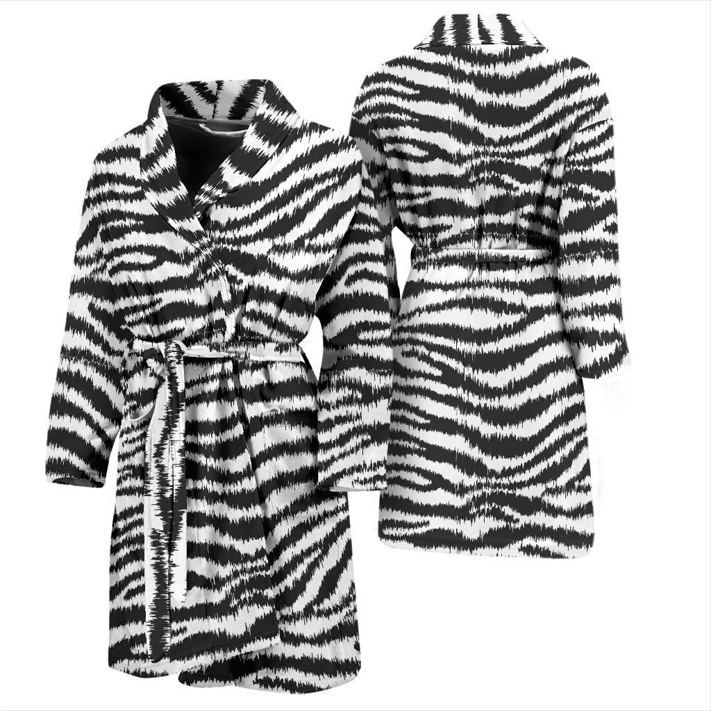 White Tiger Pattern Print Men Long Robe-grizzshop