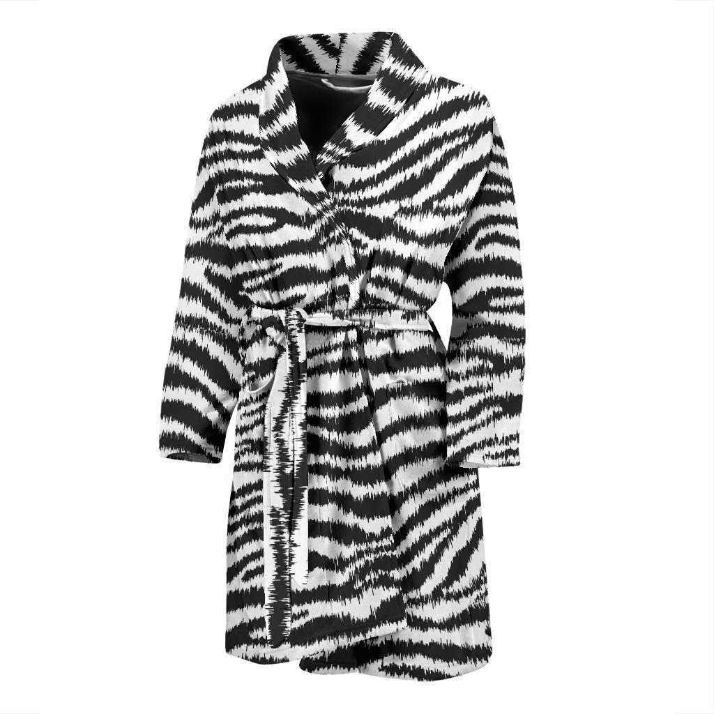 White Tiger Pattern Print Men Long Robe-grizzshop