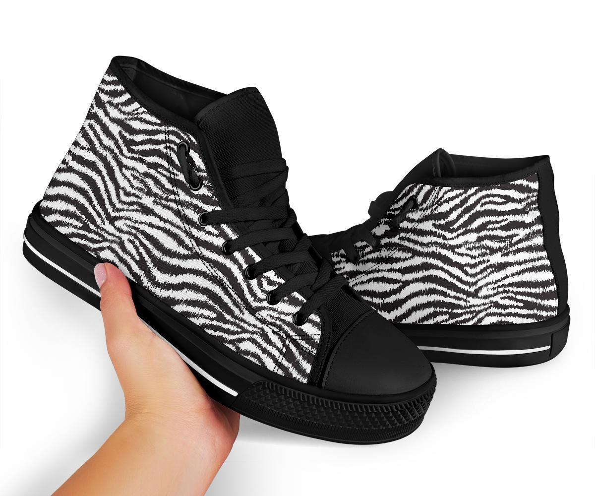 White Tiger Pattern Print Men Women's High Top Shoes-grizzshop