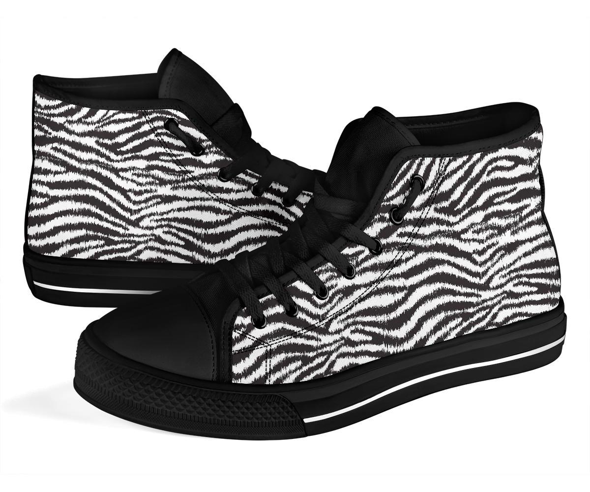White Tiger Pattern Print Men Women's High Top Shoes-grizzshop