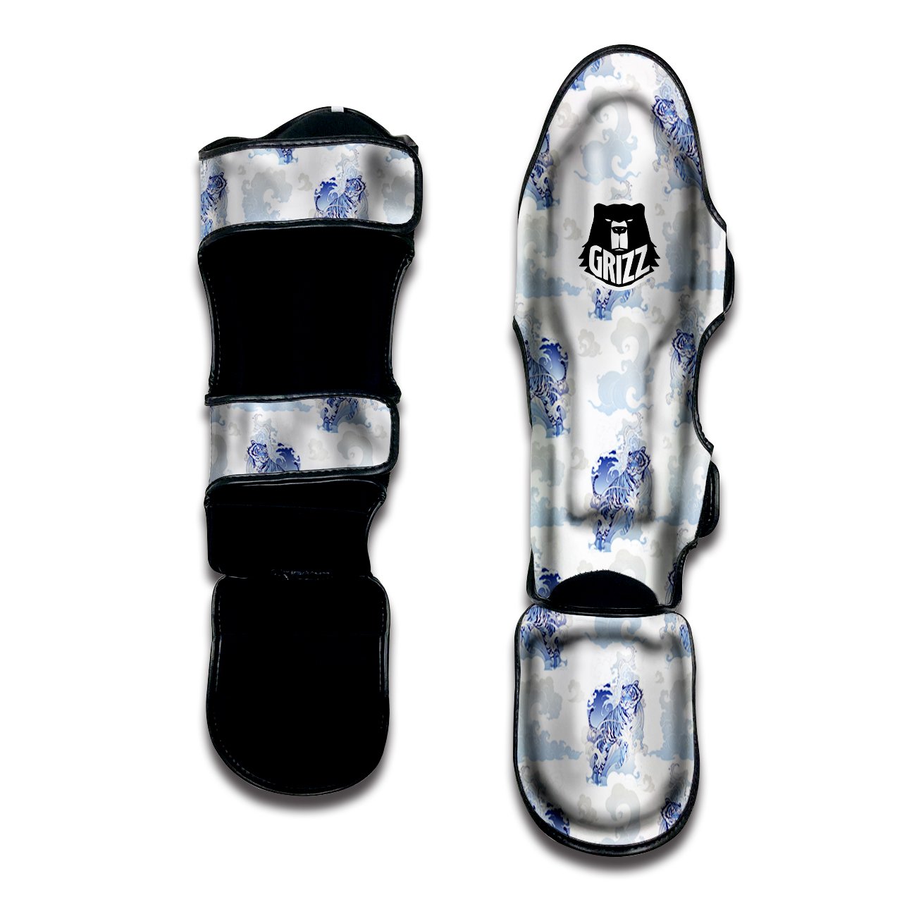 White Tiger Tattoo Japanese Print Pattern Muay Thai Shin Guards-grizzshop