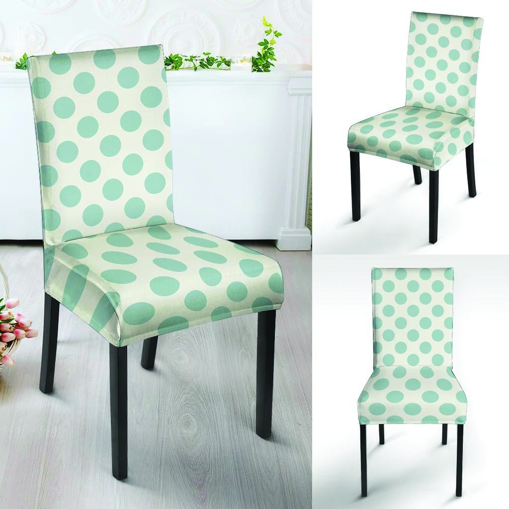 White and Teal Polka Dot Chair Cover-grizzshop