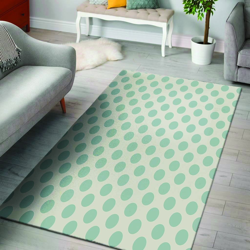 White and Teal Polka Dot Floor Mat-grizzshop