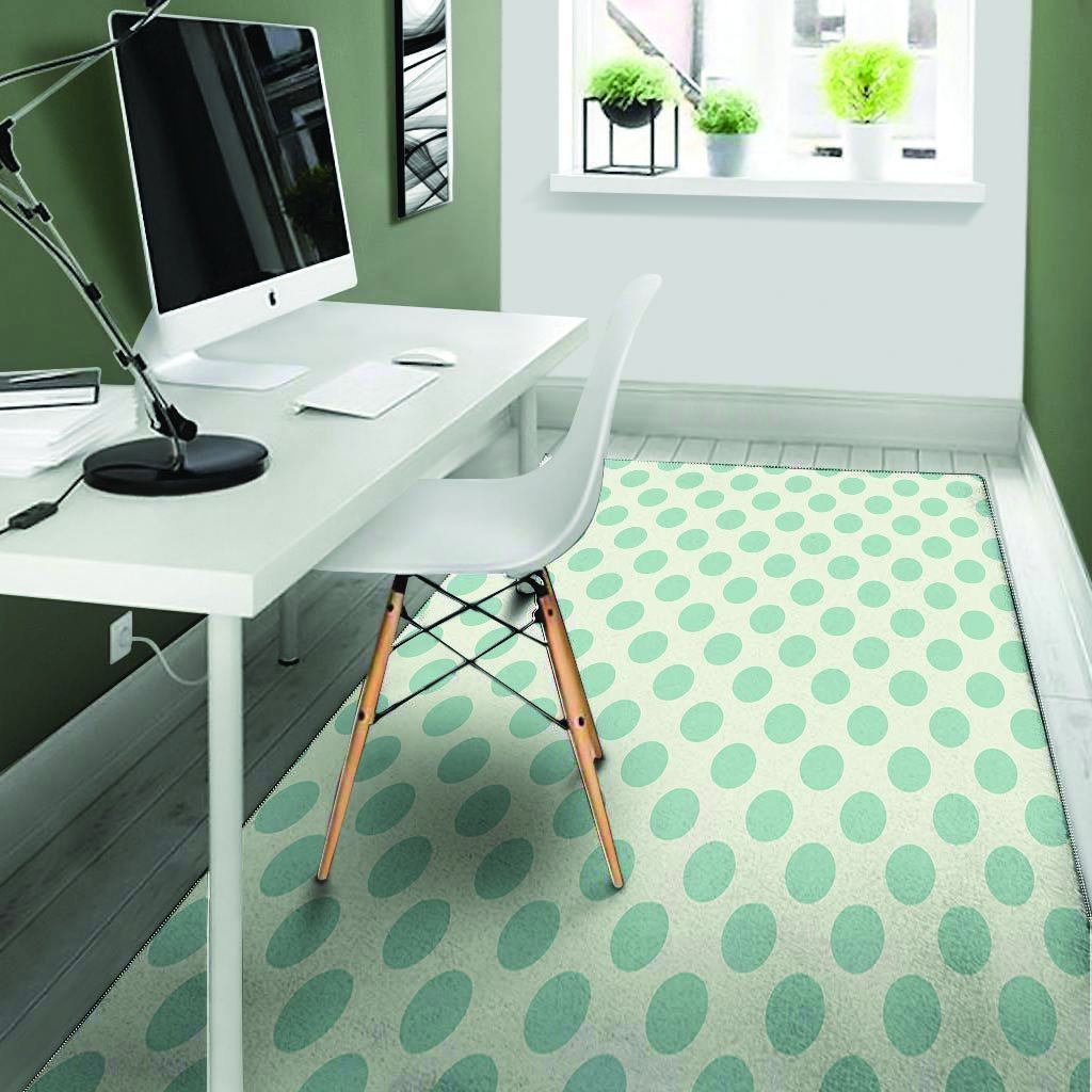 White and Teal Polka Dot Floor Mat-grizzshop