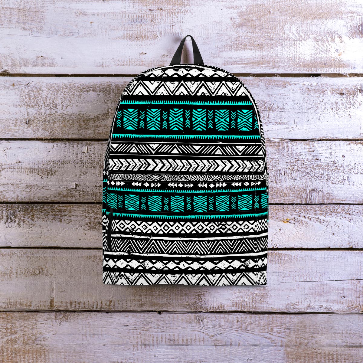 White and Turquoise Tribal Navajo Hand Drawn Backpack-grizzshop