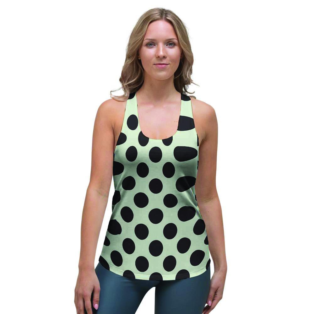 White And Black Polka Dot Print Women's Racerback Tank Top-grizzshop