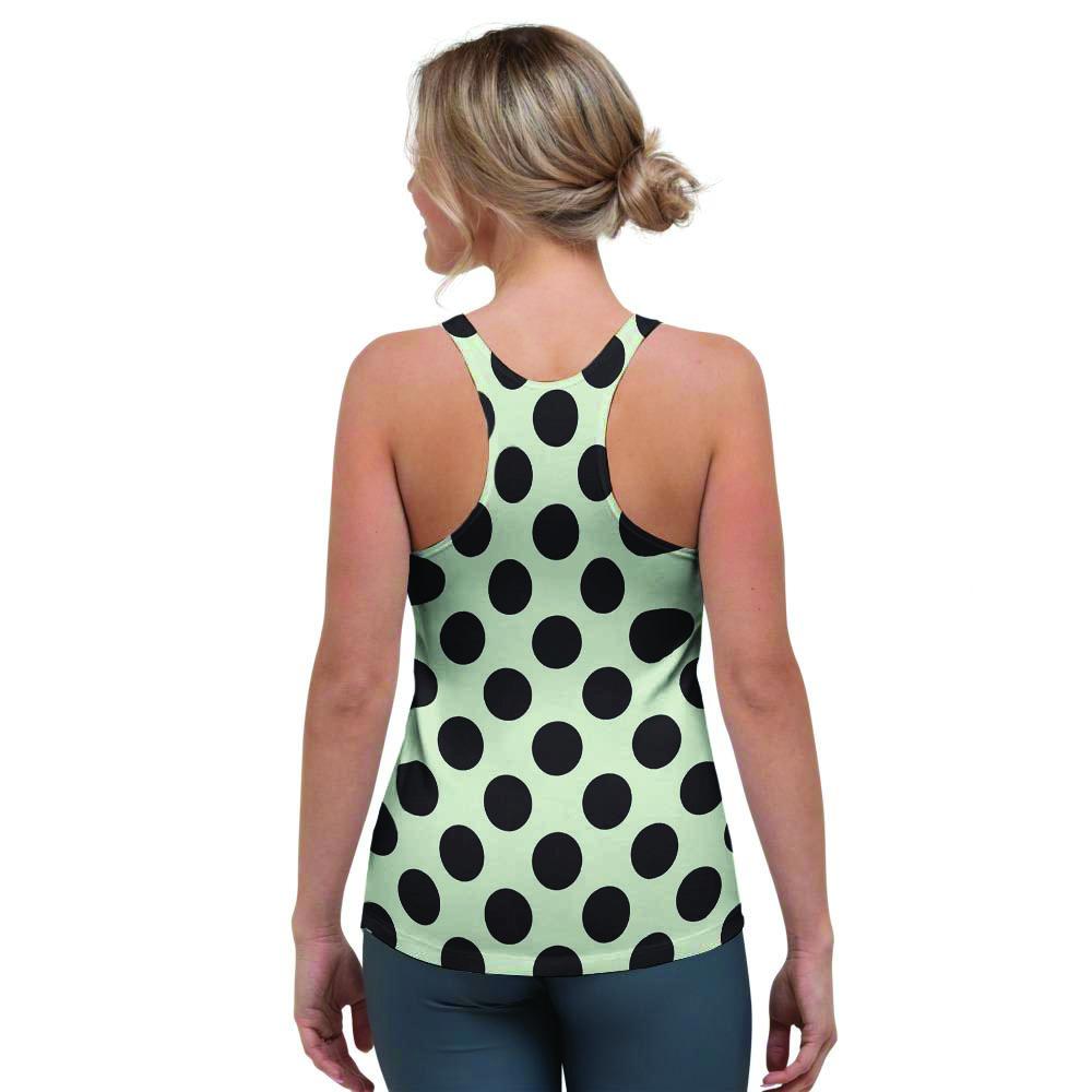 White And Black Polka Dot Print Women's Racerback Tank Top-grizzshop