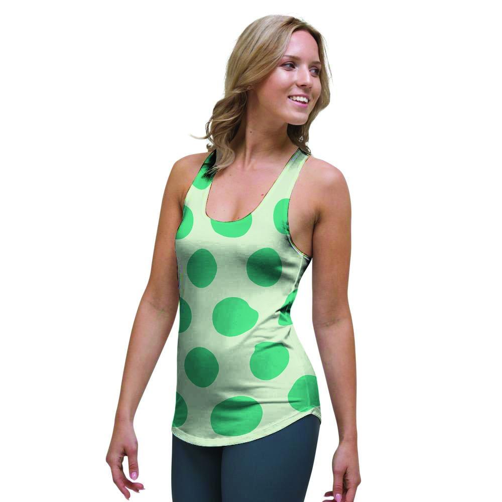 White And Green Polka Dot Women's Racerback Tank Top-grizzshop