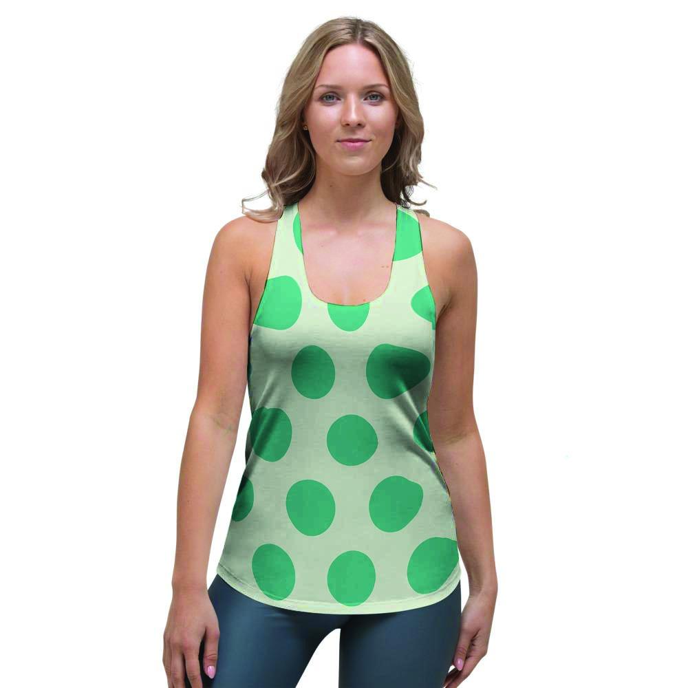 White And Green Polka Dot Women's Racerback Tank Top-grizzshop