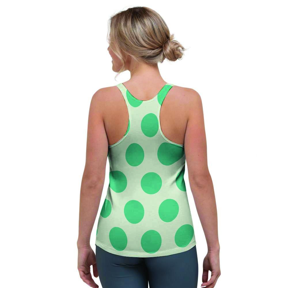 White And Green Polka Dot Women's Racerback Tank Top-grizzshop