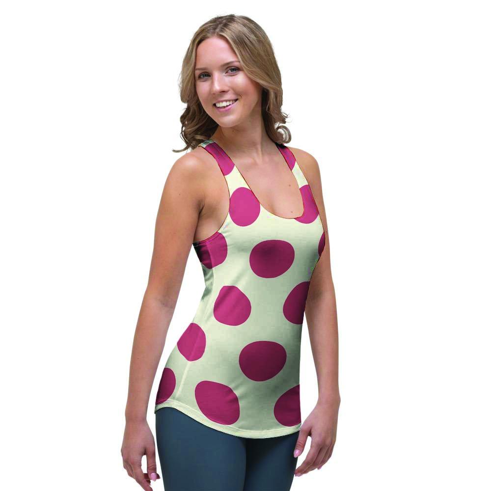 White And Red Polka Dot Women's Racerback Tank Top-grizzshop