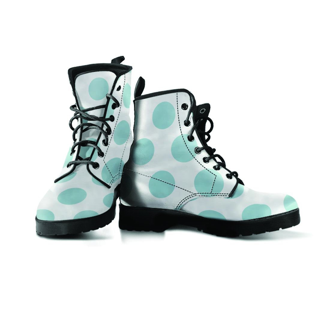 White And Turquoise Polka Dot Men's Boots-grizzshop