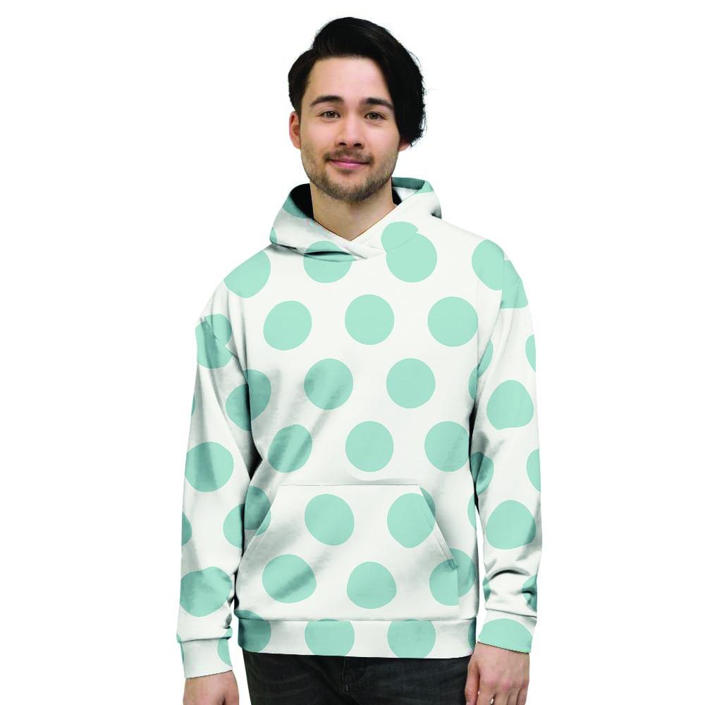 White And Turquoise Polka Dot Men's Hoodie-grizzshop