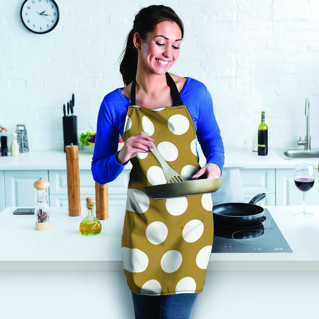 White And Yellow Polka Dot Women's Apron-grizzshop