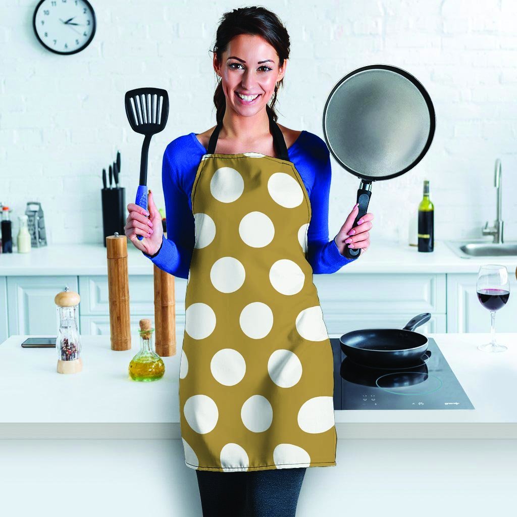 White And Yellow Polka Dot Women's Apron-grizzshop