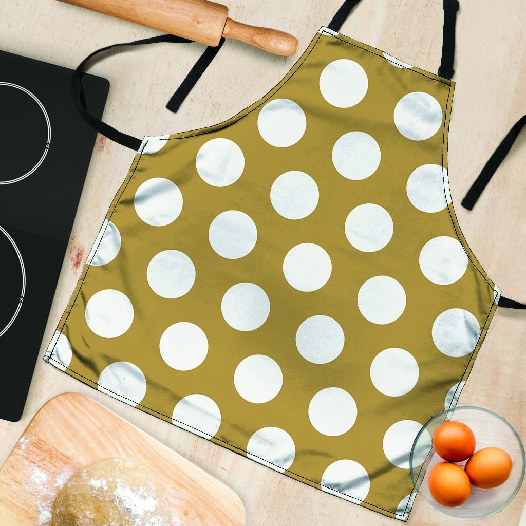 White And Yellow Polka Dot Women's Apron-grizzshop