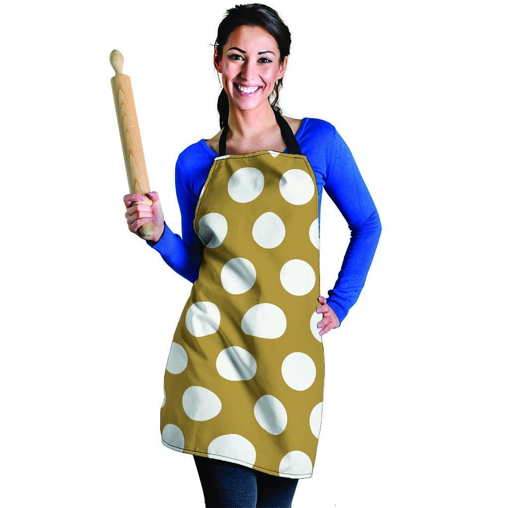 White And Yellow Polka Dot Women's Apron-grizzshop
