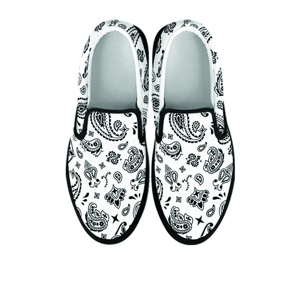 White Bandana Men's Slip On Sneakers-grizzshop