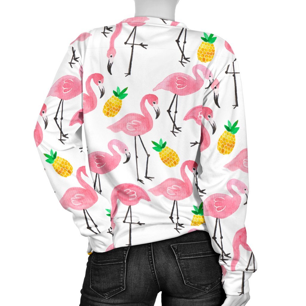 White Flamingo Pineapple Print Sweatshirt-grizzshop
