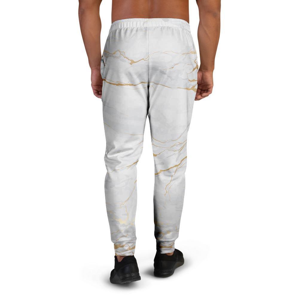 White Gold Marble Men's Joggers-grizzshop