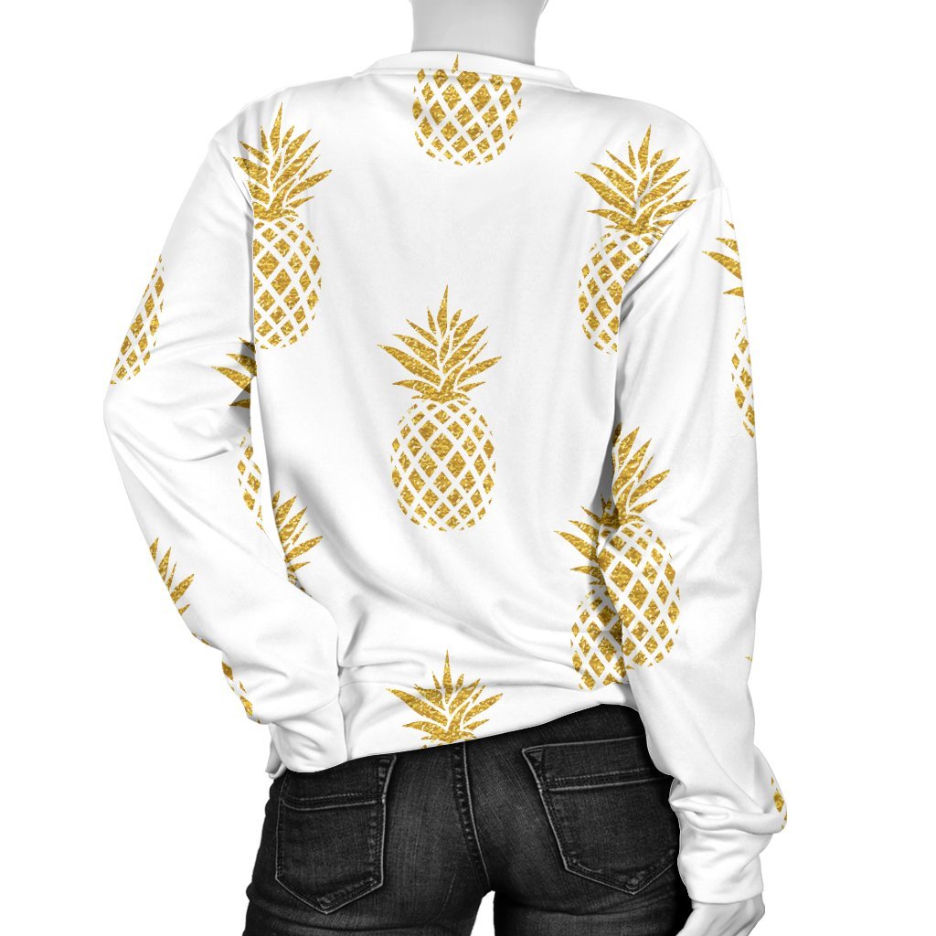 White Gold Pineapple Print Sweatshirt-grizzshop