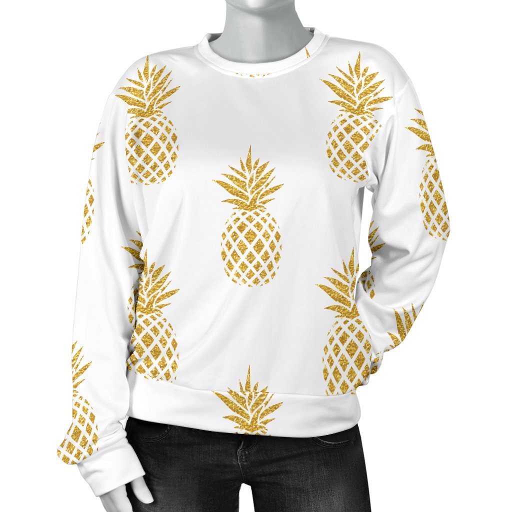 White Gold Pineapple Print Sweatshirt-grizzshop