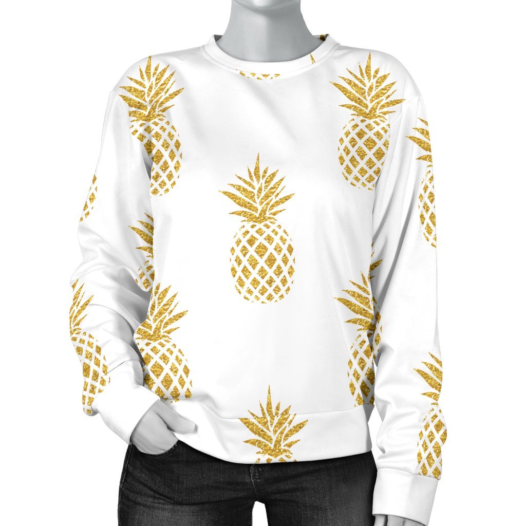 White Gold Pineapple Print Sweatshirt-grizzshop