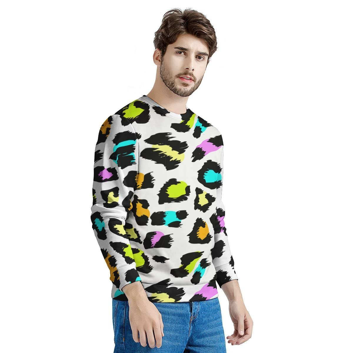 White Leopard Men's Sweatshirt-grizzshop