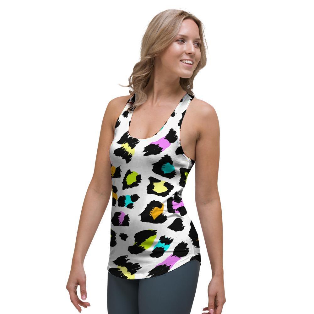 White Leopard Women's Racerback Tank Top-grizzshop