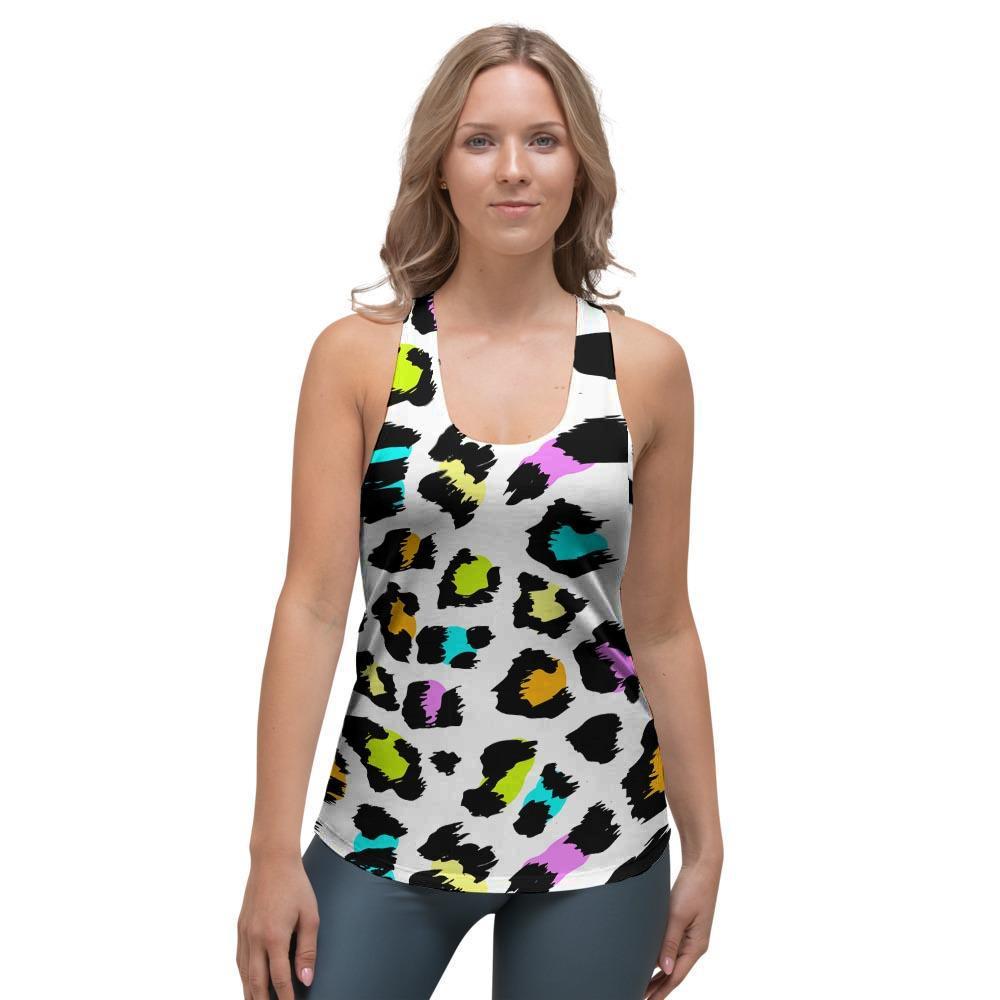 White Leopard Women's Racerback Tank Top-grizzshop