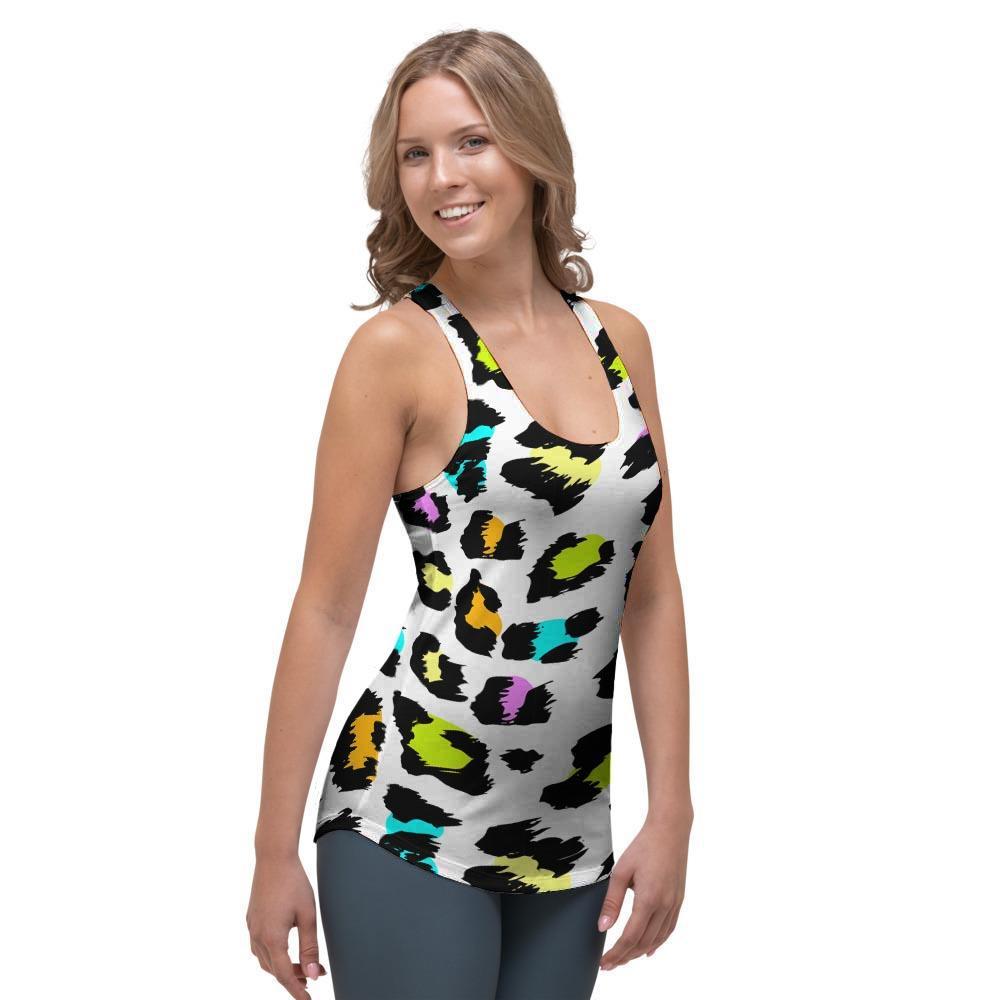 White Leopard Women's Racerback Tank Top-grizzshop