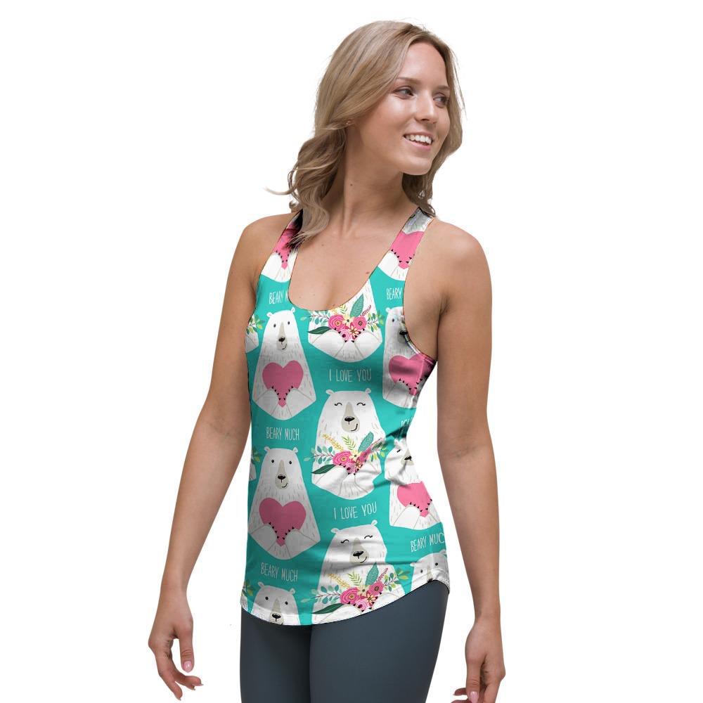 White Mama Bear Women's Racerback Tank Top-grizzshop